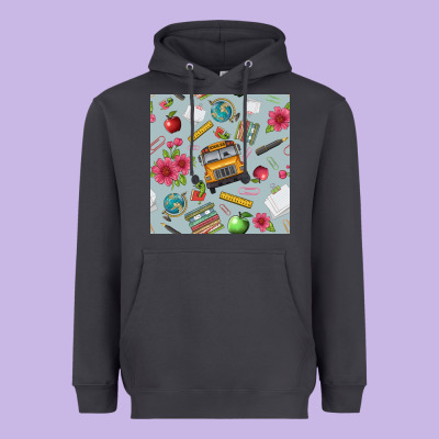School Bus Back To School Seamless Pattern Heavyweight Hoodie Designed By Bundleandbundleshop