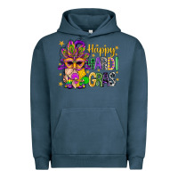 Pigment Midnight Navy Happy Mardi Gras With Gnome Urban Hoodie - BundleAndBundleShop
