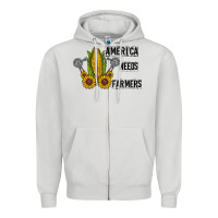 Dove Grey america needs farmers Zipper Hoodie - CowhideDigitalArt