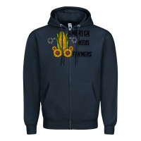 Navy america needs farmers Zipper Hoodie - CowhideDigitalArt
