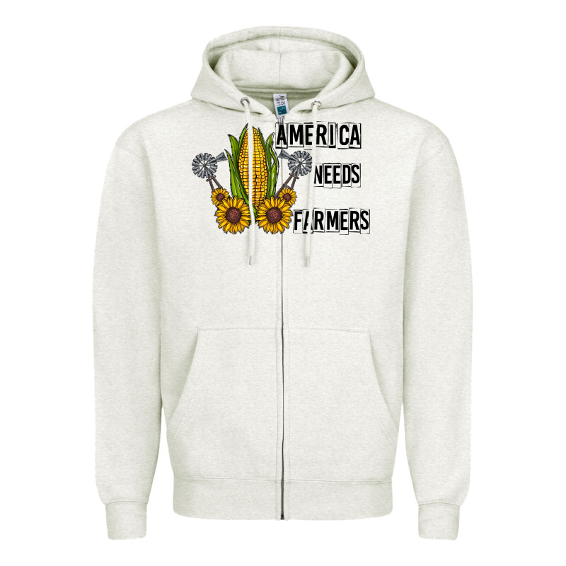 America Needs Farmers Zipper Hoodie by CowhideDigitalArt | Teevron