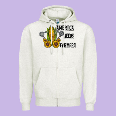 America Needs Farmers Zipper Hoodie Designed By Cowhidedigitalart