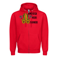 Red america needs farmers Zipper Hoodie - CowhideDigitalArt