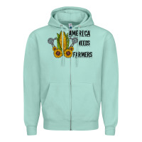 Seafoam america needs farmers Zipper Hoodie - CowhideDigitalArt