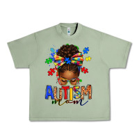 Oil Green autism mom afro messy bun Urban Heavy Tee - texasbilliewilder
