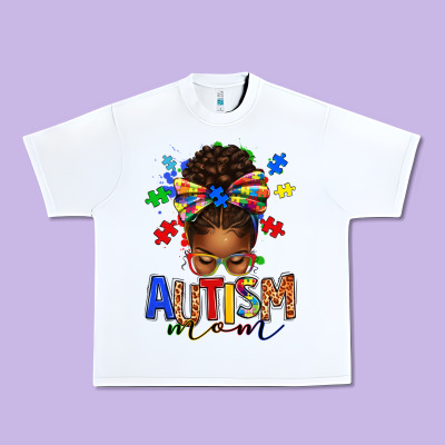Urban Heavy Tee autism mom afro messy bun