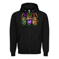 Black happy halloween jar Zipper Hoodie - RacoonDesign