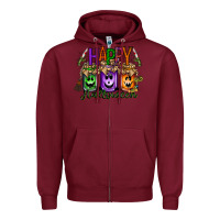 Burgundy happy halloween jar Zipper Hoodie - RacoonDesign