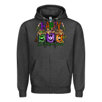 Charcoal Heather happy halloween jar Zipper Hoodie - RacoonDesign