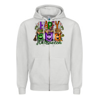 Dove Grey happy halloween jar Zipper Hoodie - RacoonDesign