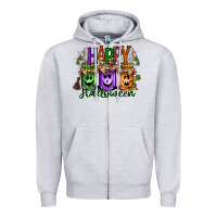 Heather Grey happy halloween jar Zipper Hoodie - RacoonDesign