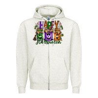 Oatmeal Heather happy halloween jar Zipper Hoodie - RacoonDesign