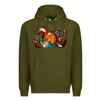 Army Green joy with basketball and santa's hat Premium Hoodie - AdoDesignShop