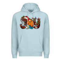 Blue Mist joy with basketball and santa's hat Premium Hoodie - AdoDesignShop