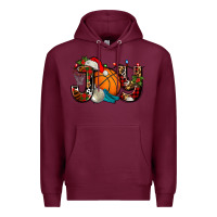 Burgundy joy with basketball and santa's hat Premium Hoodie - AdoDesignShop