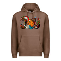 Chestnut joy with basketball and santa's hat Premium Hoodie - AdoDesignShop