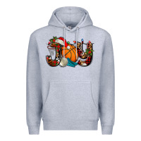 Heather Grey joy with basketball and santa's hat Premium Hoodie - AdoDesignShop