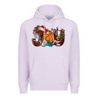 Lilac joy with basketball and santa's hat Premium Hoodie - AdoDesignShop