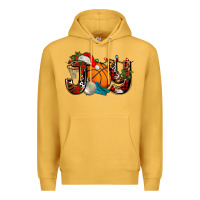 Mustard joy with basketball and santa's hat Premium Hoodie - AdoDesignShop