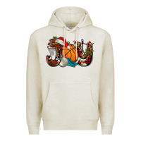 Oatmeal Heather joy with basketball and santa's hat Premium Hoodie - AdoDesignShop