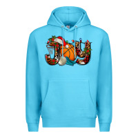 Ocean Blue joy with basketball and santa's hat Premium Hoodie - AdoDesignShop