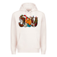 Pale Pink joy with basketball and santa's hat Premium Hoodie - AdoDesignShop