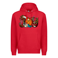 Red joy with basketball and santa's hat Premium Hoodie - AdoDesignShop