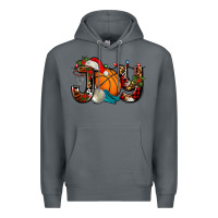 Rock joy with basketball and santa's hat Premium Hoodie - AdoDesignShop