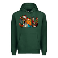 Sports Green joy with basketball and santa's hat Premium Hoodie - AdoDesignShop