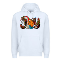 White joy with basketball and santa's hat Premium Hoodie - AdoDesignShop