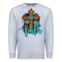 Heather Grey faith western turquoise Premium Sweatshirt - AdoDesignShop