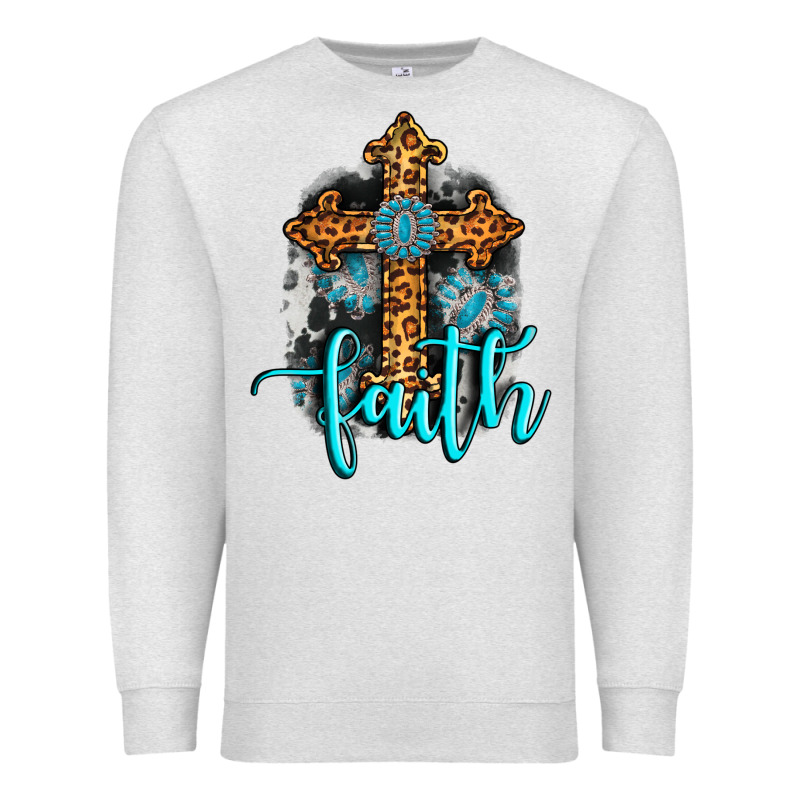 Faith Western Turquoise Premium Sweatshirt by AdoDesignShop | Teevron
