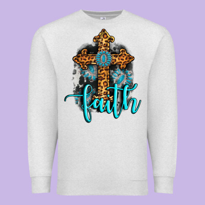 Faith Western Turquoise Premium Sweatshirt Designed By Adodesignshop