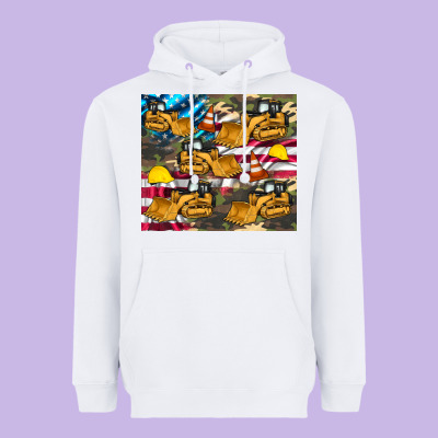 Bulldozer Camouflage American Flag Heavyweight Hoodie Designed By Artiststas