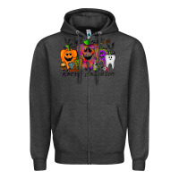 Charcoal Heather happy halloween tooth Zipper Hoodie - RacoonDesign