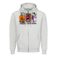 Dove Grey happy halloween tooth Zipper Hoodie - RacoonDesign