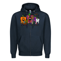 Navy happy halloween tooth Zipper Hoodie - RacoonDesign