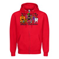 Red happy halloween tooth Zipper Hoodie - RacoonDesign