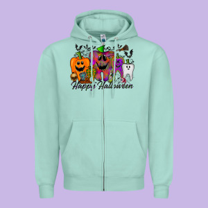 Happy Halloween Tooth Zipper Hoodie Designed By Racoondesign
