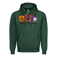 Sports Green happy halloween tooth Zipper Hoodie - RacoonDesign