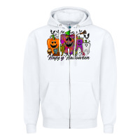 White happy halloween tooth Zipper Hoodie - RacoonDesign