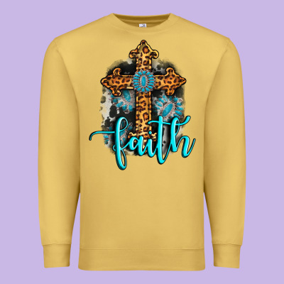 Faith Western Turquoise Premium Sweatshirt Designed By Adodesignshop