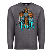 Charcoal Heather faith western turquoise Premium Sweatshirt - AdoDesignShop