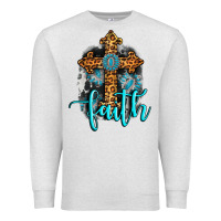 Oatmeal Heather faith western turquoise Premium Sweatshirt - AdoDesignShop