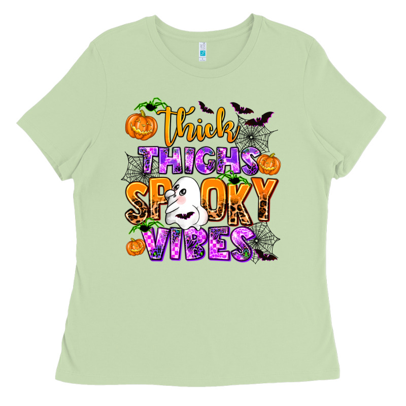 Thick Thighs Spooky Vibes Ladies Tee by AdoDesignShop | Teevron