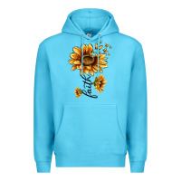 Ocean Blue faith sunflower Premium Hoodie - MaliasSmallBusiness