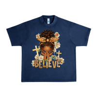 Navy believe praying afro messy bun Urban Heavy Tee - texasbilliewilder