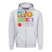 Heather Grey hello sun schools done Zipper Hoodie - HRA Design Shop