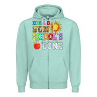 Seafoam hello sun schools done Zipper Hoodie - HRA Design Shop