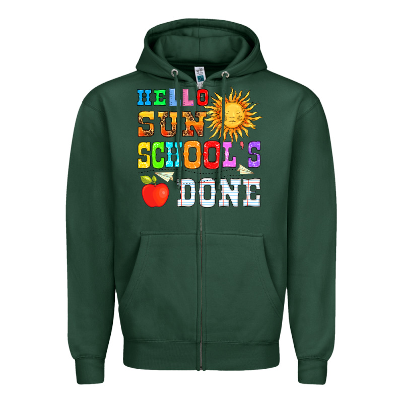 Hello Sun Schools Done Zipper Hoodie by HRA Design Shop | Teevron